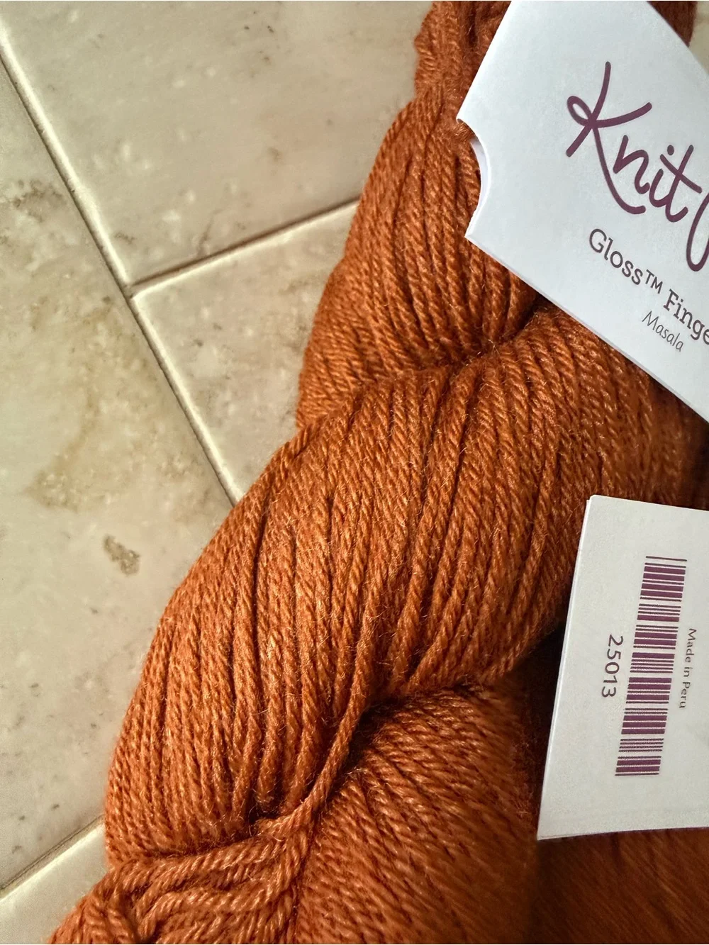 Knit Picks Gloss Fingering Masala Orange Merino/Silk Blend Yarn 2 Hanks